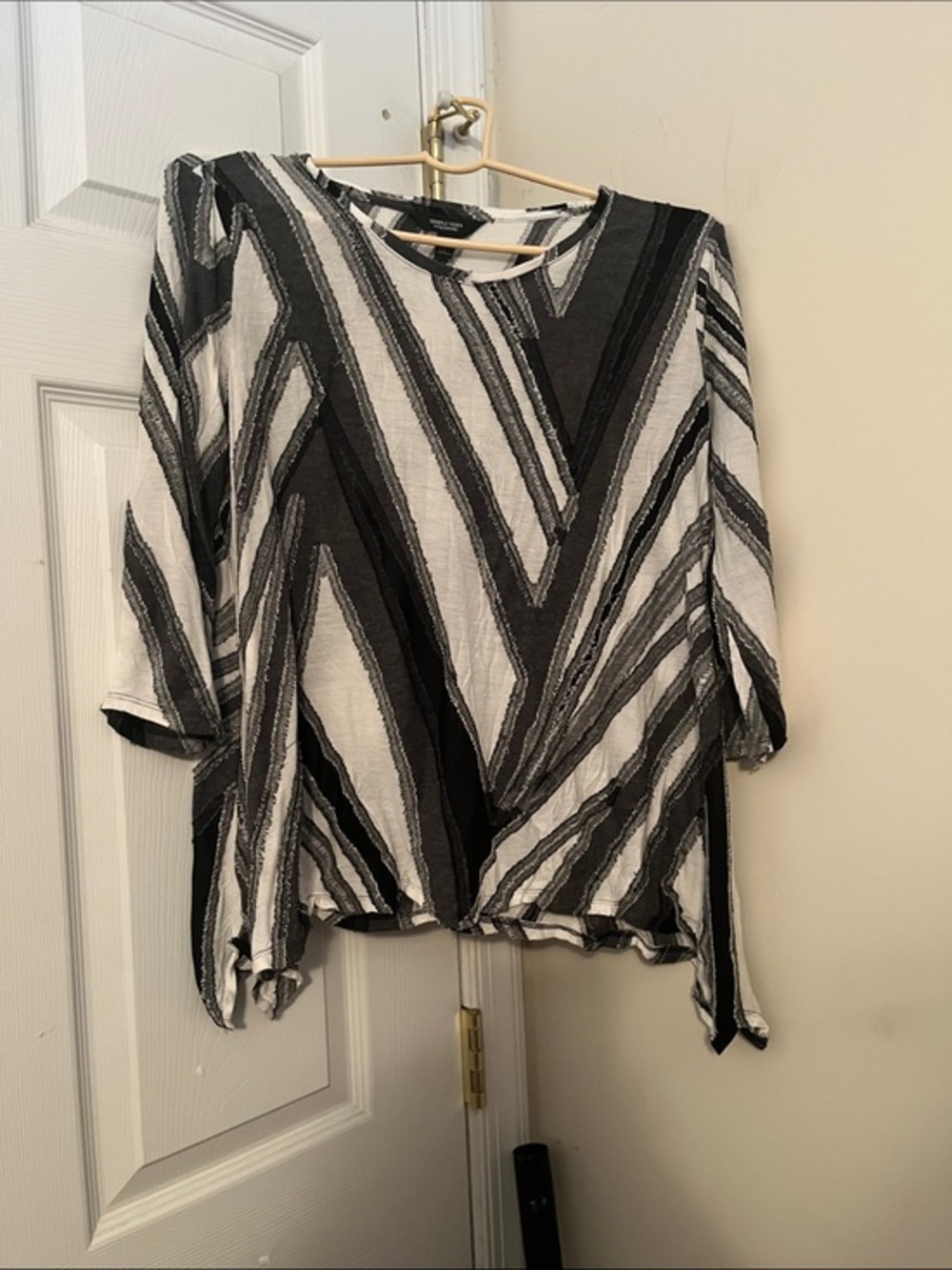 Women's Black & White Striped Flowy Top - Size S